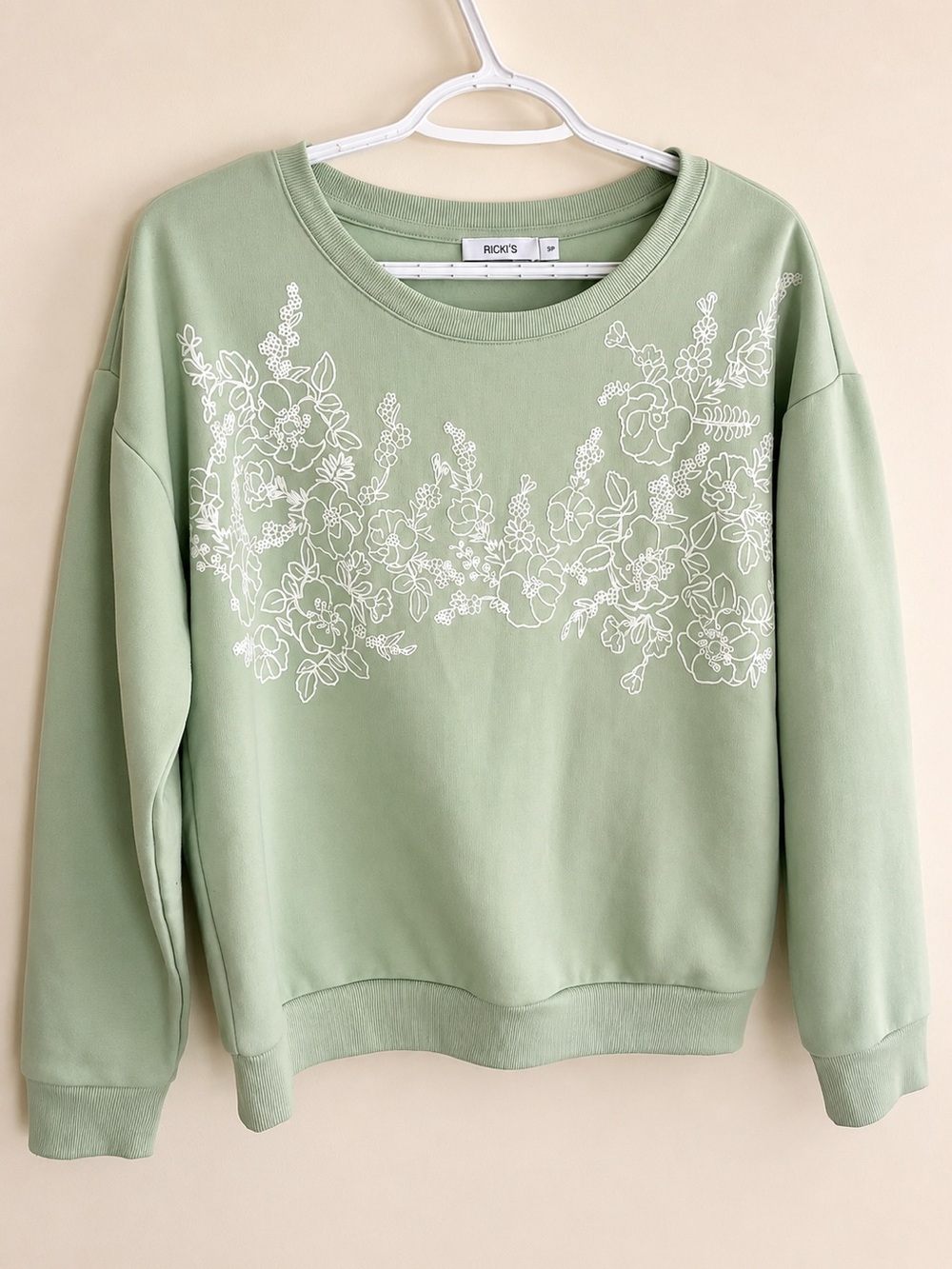 RICKI’s Light Sage Green Floral Crewneck Sweatshirt